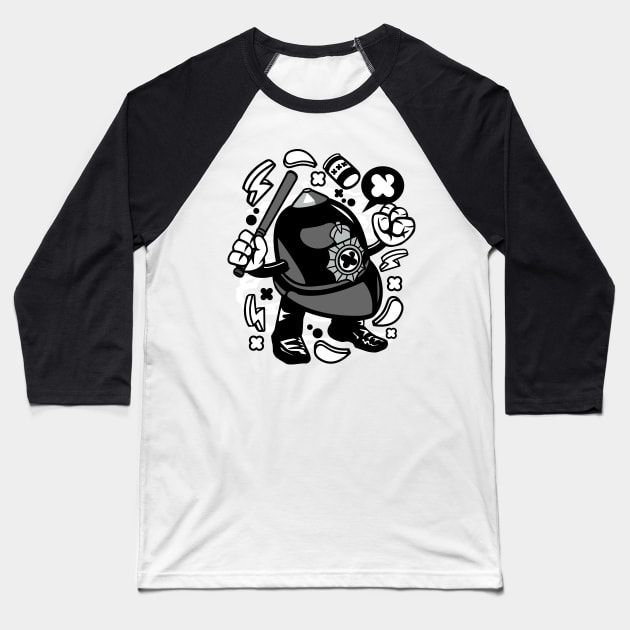 Angry english bobby Baseball T-Shirt by Superfunky